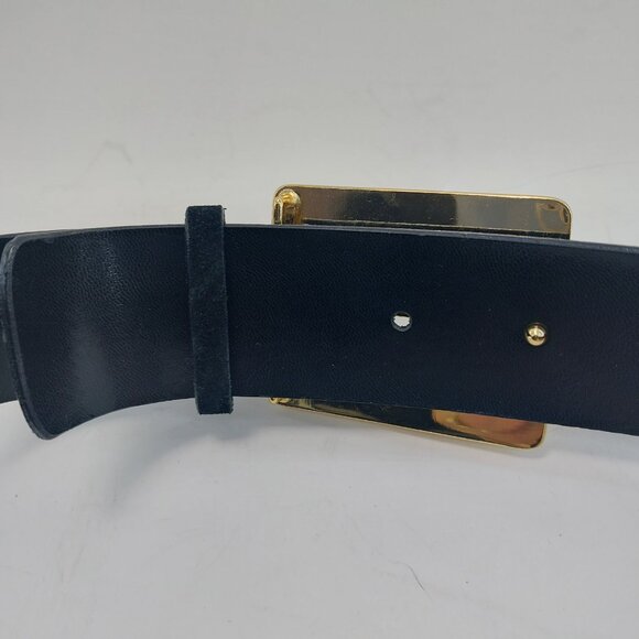 Halston Heritage Wide Black Leather/Suede Belt - Picture 7 of 12
